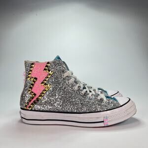Converse Chuck Taylor All Star Hi Pride Glitters Silver Shoes Women Size 10.5